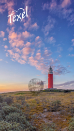 Texel strandlaken vuurtoren. (Met Texel logo)