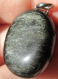 Zilver obsidiaan hanger (K48)