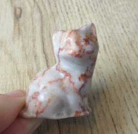 Zittende kat groot Red web Picasso jaspis (#70)