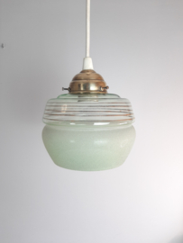 Jaren 50 glazen hanglamp groen met goud