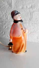 Jaren 50 parfum lampje, dame met lantaarn lampje, parfumlampje