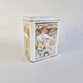 "Biscuits Lefèvre-Utile" Blik met Afbeelding Alphonse Mucha