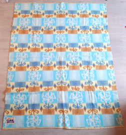 Vintage jaren 70 wollen deken, bloemen, Red Clan Blanket