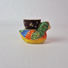 Vintage Japanse Satsuma eierdop met moriage-decoratie