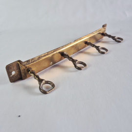 Set Antiek Messing Keukengerei met Wandrek