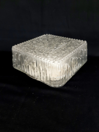 Grote jaren 60 glazen plafondlamp, vierkante, vintage plafonniere