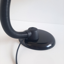 Vintage zwarte bureaulamp met gooseneck, jaren 80 tafellamp, design werklamp