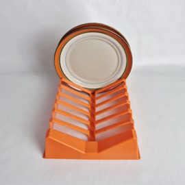 Vintage kunststof bordenrek oranje