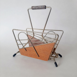 Vintage MCM servettenhouder | Chroom met hout