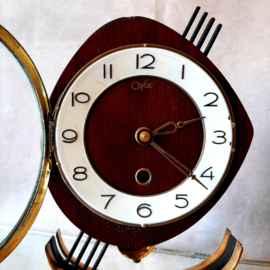 Vintage tafelklok Orfac, mcm klok, jaren 60 klok met pendule