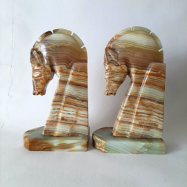 Onyx boekensteunen paard | Vintage boekensteun uit de jaren 70