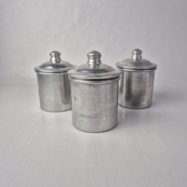 Vintage metalen potten met deksel set van 3