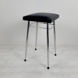 Vintage jaren 70 kruk zwart skai met chroom