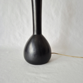 Vintage keramische Tafellamp | Zwarte, licht metallic tafellamp uit de jaren 70