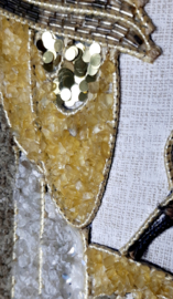 Vintage kunstwerk Papegaaien, Gravel art, pebble art, MCM