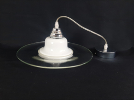 Jaren 70 glazen hanglamp, UFO, vintage hanglamp, Space Age