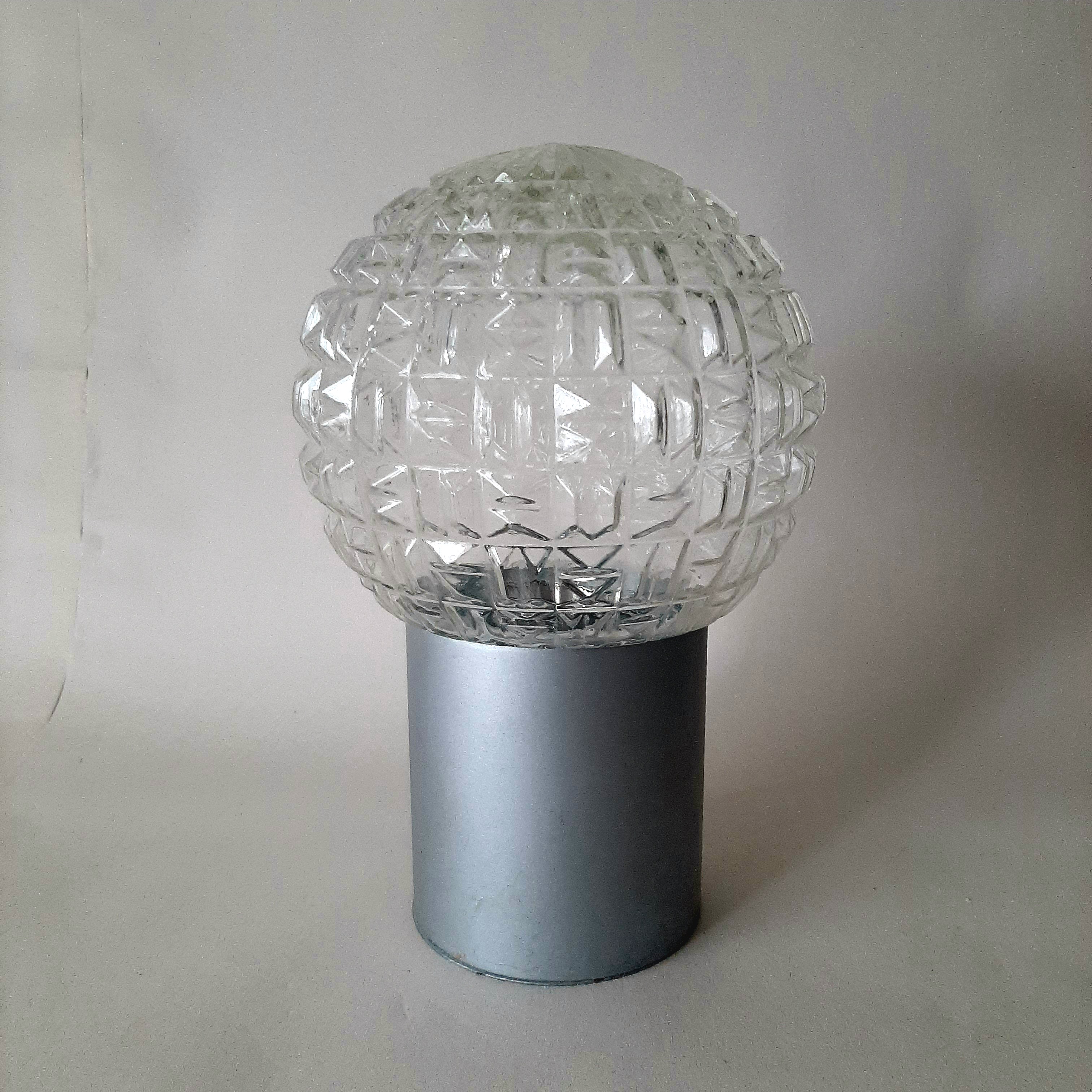 Jaren 60 plafondlamp | Schroefbol | Glazen bewerkte bol
