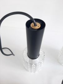 Set van 2 vintage hanglampen met glazen lampenkap, 60s design