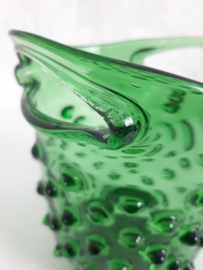 Vintage vaas Murano Empoli glas, groen, glazen vaas uit de jaren 60, Hobnail