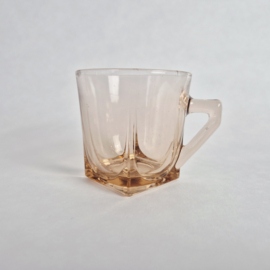 Set van 4 roze glazen mokken | Depression Glass