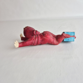 Vintage kersthanger elfje met cadeau