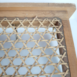 Jaren 60 wandkapstok | hout met riet en messing