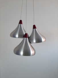 Set van 3 vintage aluminium hanglampen, 60s design