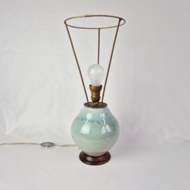 MCM tafellamp | Vintage keramische lamp met druipglazuur