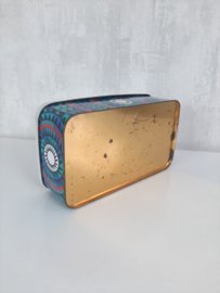 Vintage jaren 70 koektrommel, blik met geometrisch patroon