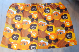 Vintage gordijn, jaren 70 raambekleding bloemmotief