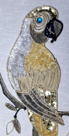 Vintage kunstwerk Papegaaien, Gravel art, pebble art, MCM