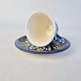 Turkse, handgemaakte koffie kop en schotel | Set van 2