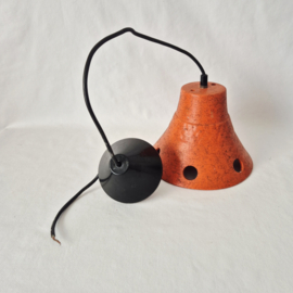 Oranje keramische hanglamp | Vintage jaren 70 lamp