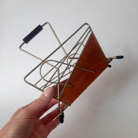 Vintage MCM servettenhouder | Chroom met hout