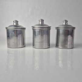 Vintage metalen potten met deksel set van 3