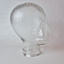 Vintage glazen 70s mannequin hoofd