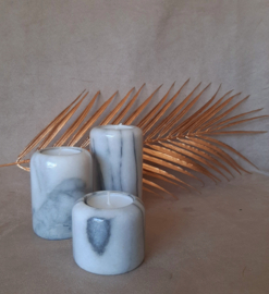 Set van 3 vintage marmeren waxinelichthouders | Theelichtjes