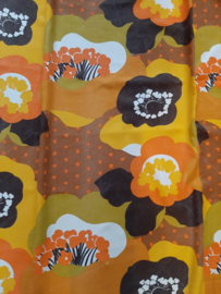 Vintage gordijn, jaren 70 raambekleding bloemmotief