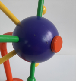 Vintage houten, kleurrijke Sputnik wandkapstok, Ikea