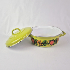 Jaren 70 groen emaille pan