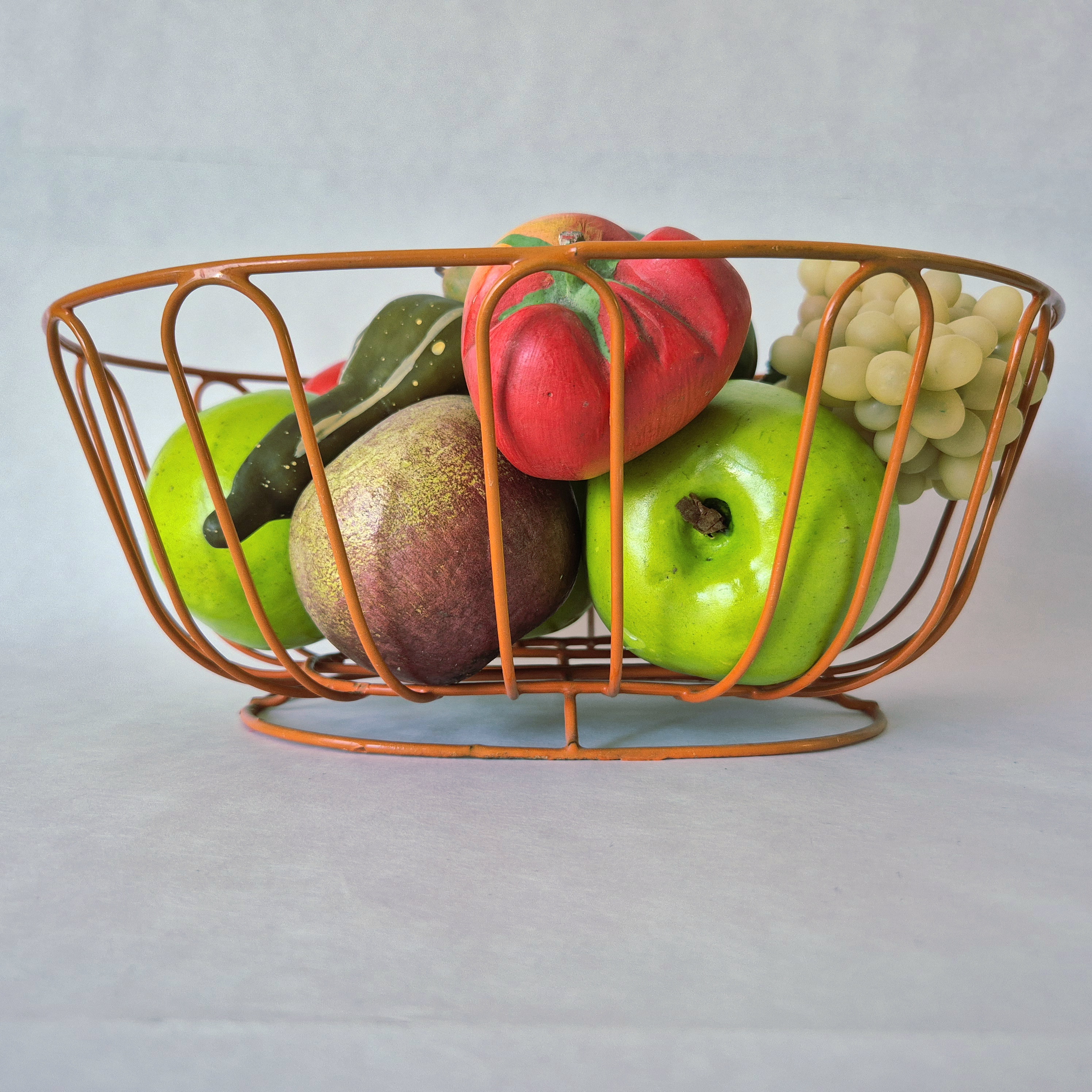 Vintage oranje draadmand, fruitmand , jaren 70