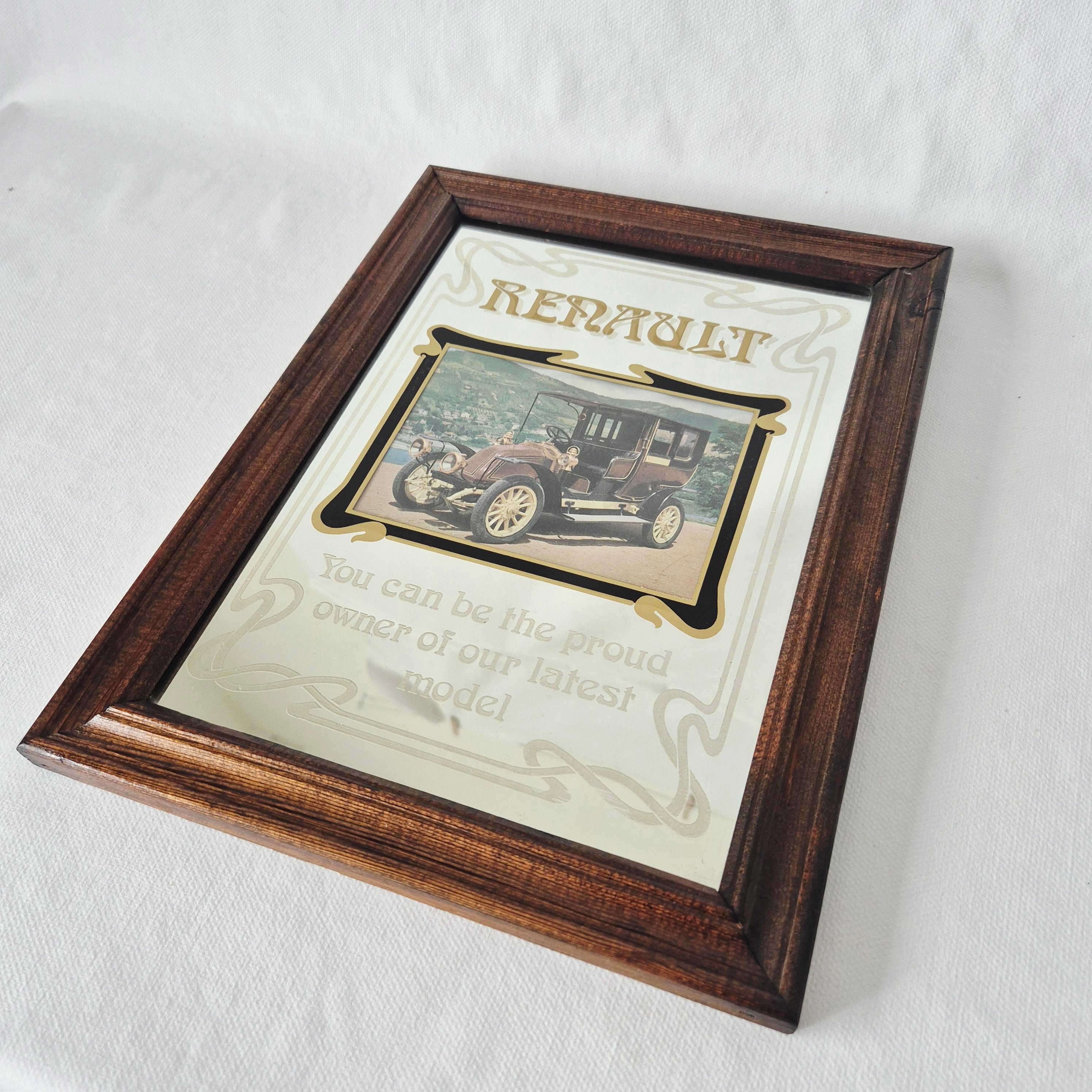 Vintage spiegel Renault | Reclamebord | Auto reclamebord