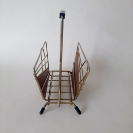 Vintage MCM servettenhouder | Chroom met hout