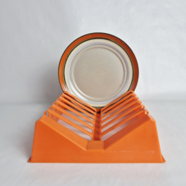 Vintage kunststof bordenrek oranje