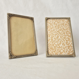 Fotolijstjes met bol glas | Vintage brocante fotolijstjes | Set van 2
