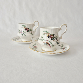 Set van 2 vintage Royal Windsor koffie kopjes | Dames en heren kop en schotel
