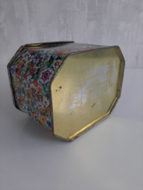 Vintage blikken trommel, ontworpen door Daher, Long Island N.Y.
