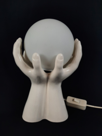 Vintage keramische tafellamp handen, jaren 80 schemerlamp
