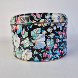 Vintage koektrommel met bloemenmotief
