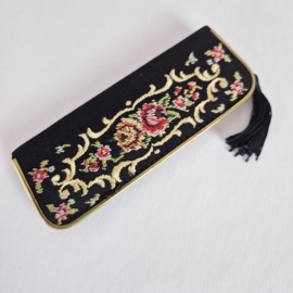 Vintage Petit Point etui met spiegel en kam